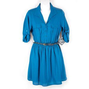 BeBop Belted Peacock Color Dress NWT Size M